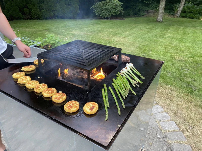 Bålgrill i galvanisert stål CUBY 80 x 80 x 40 cm