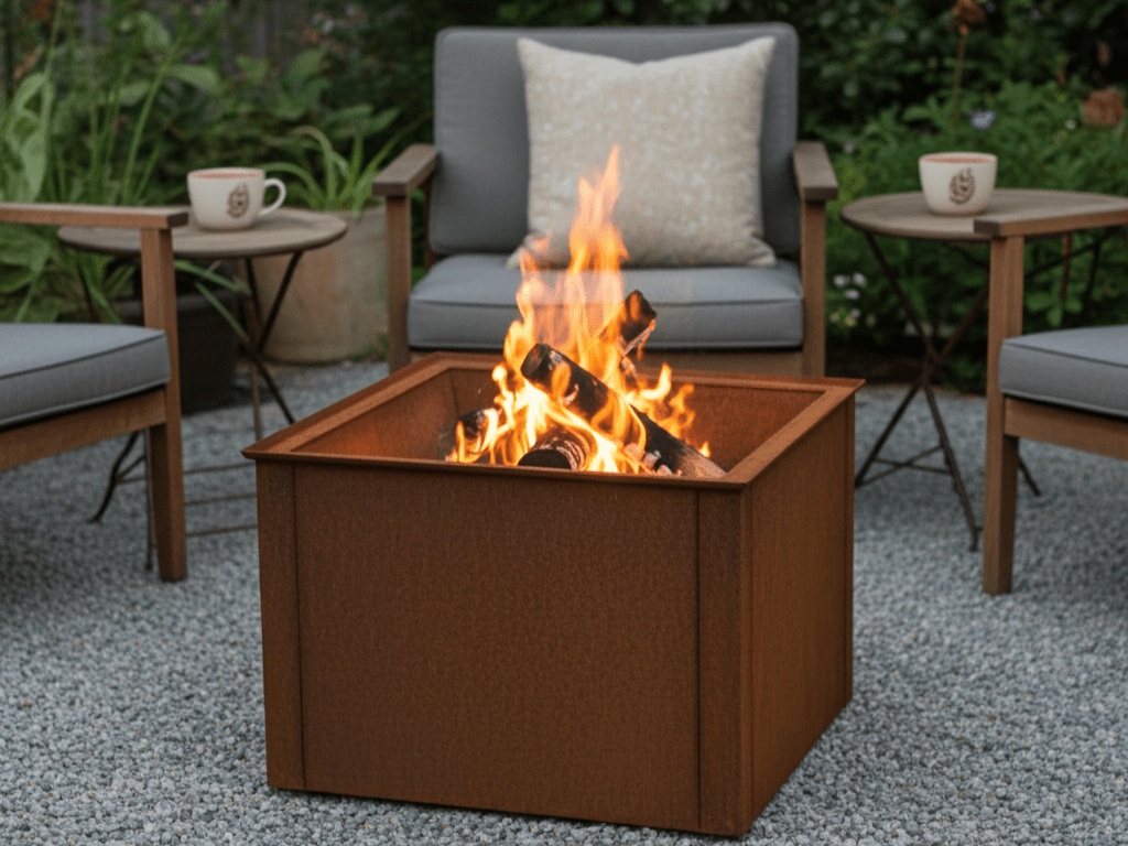 Bålpanne cortenstål CUBY 80 x 80 x 40 cm