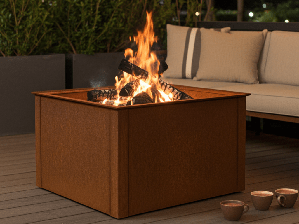 Bålpanne cortenstål CUBY 80 x 80 x 40 cm