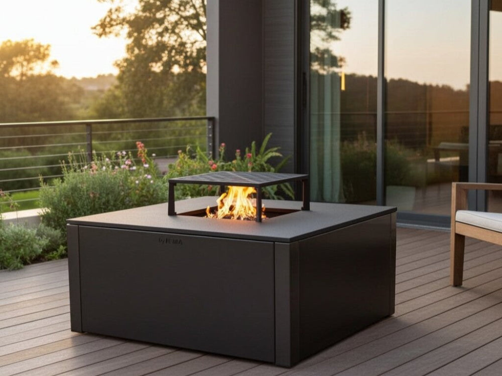 Bålgrill svartlakkert CUBY 80 x 80 x 40 cm