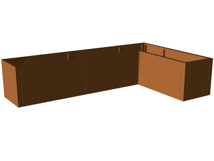 Vinkel plantekasse cortenstål CUBY 185 x 115 x 40 x 40 cm