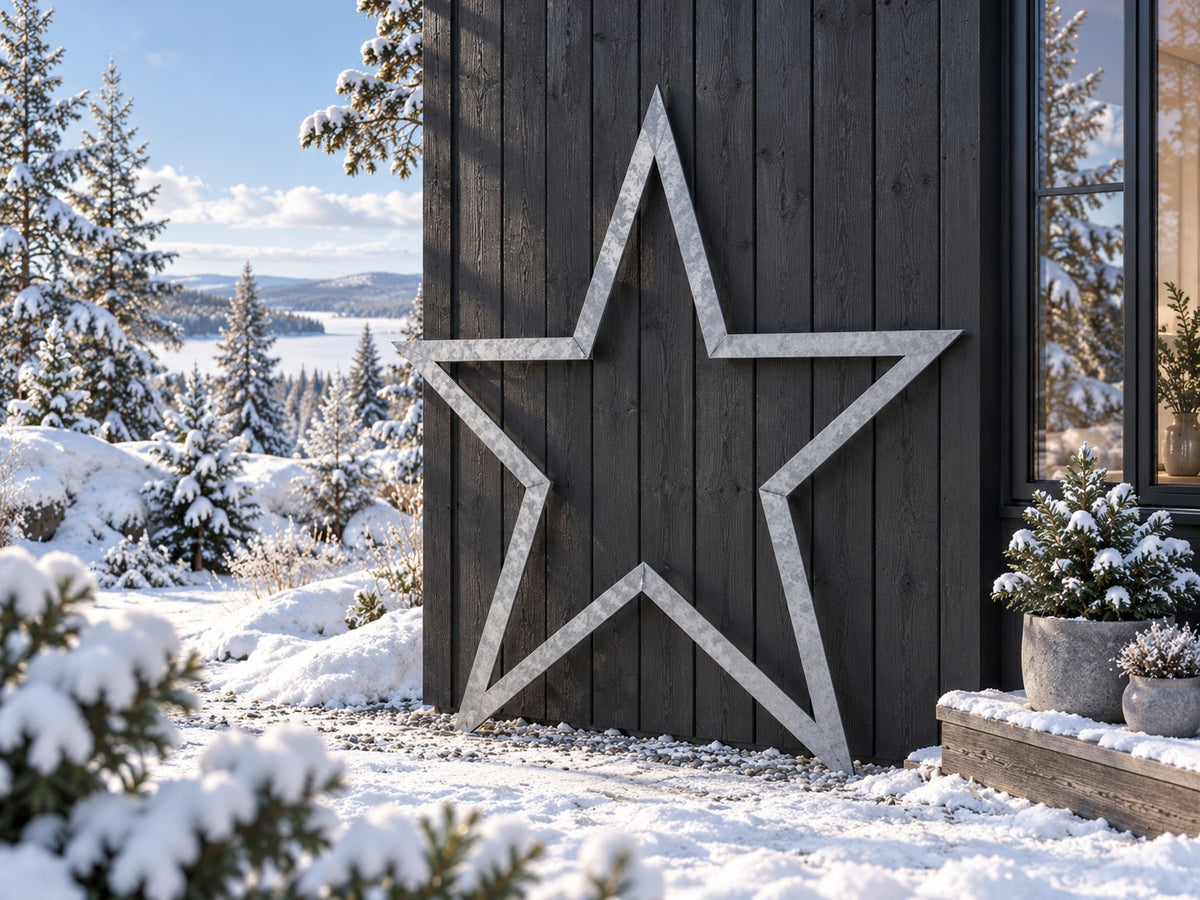 Stjerne i galvanisert stål – juledekorasjon