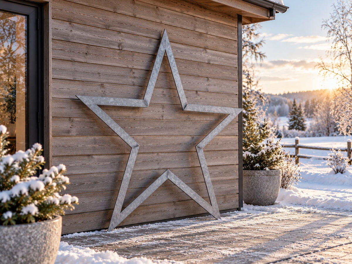 Stjerne i galvanisert stål – juledekorasjon