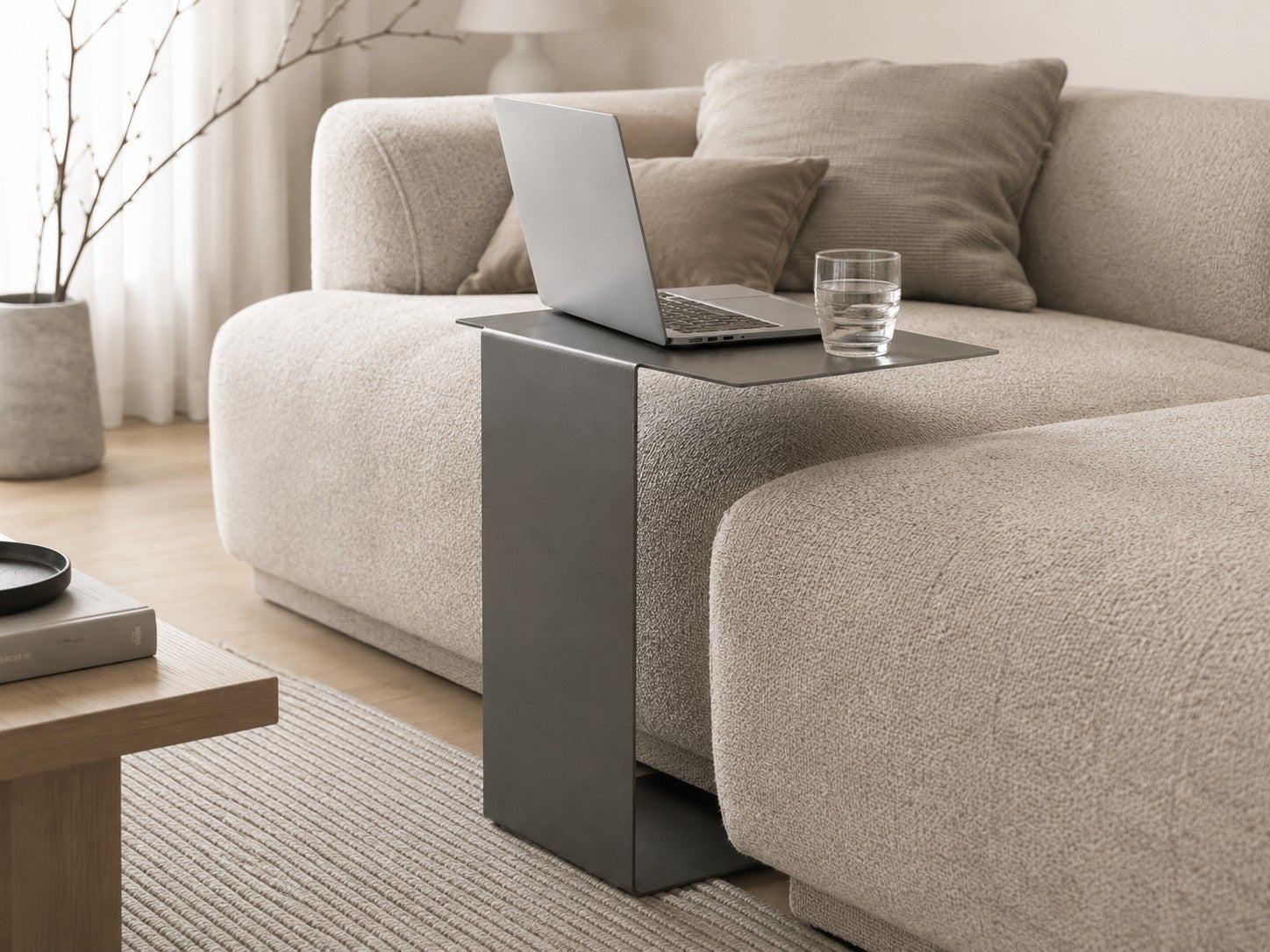 Sidebord BAZE i råstål 39,5 cm