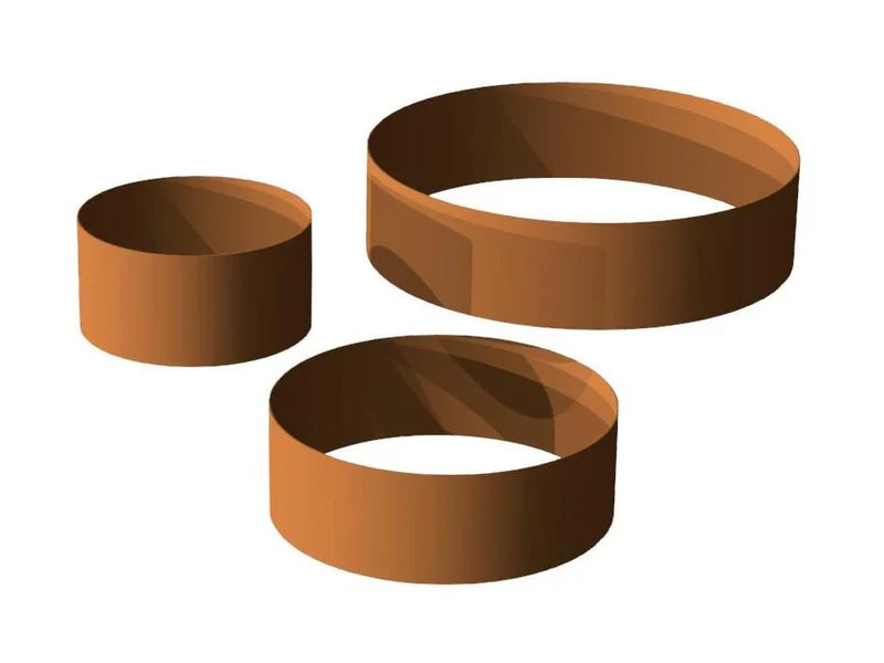 Bedringer i cortenstål i forskjellige diametre til plantebed i hagen