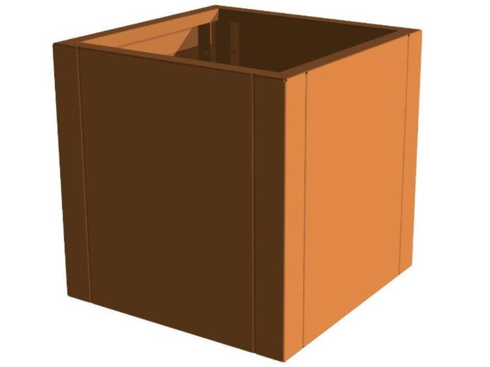 Minimalistisk kvadratisk plantekasse i cortenstål fra CUBY