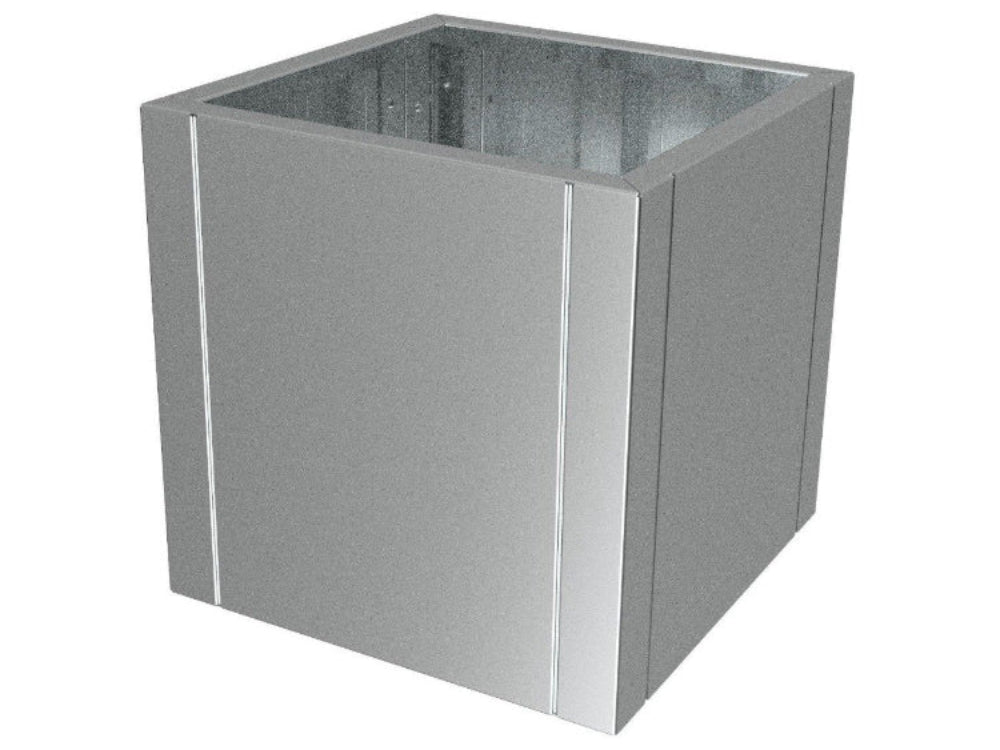 CUBY lav kvadratisk plantekasse i galvanisert stål vist som frittstående produkt