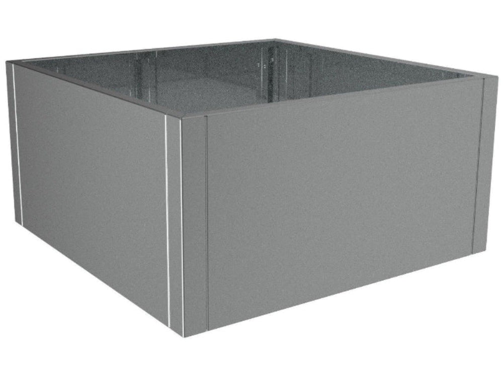 CUBY lav kvadratisk plantekasse i galvanisert stål vist som frittstående produkt