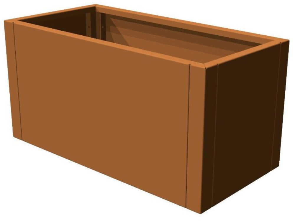 Rektangulær plantekasse i cortenstål fra CUBY vist som produkt