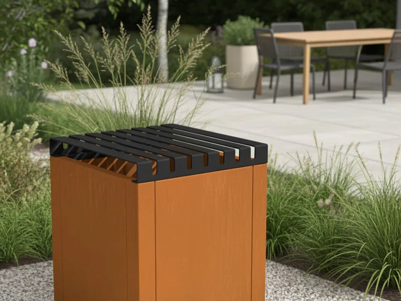 Toppbenk 40 cm i stål til plantekasse i hage