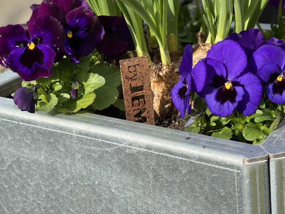 Detalj av EDGY plantekasse i galvanisert stål