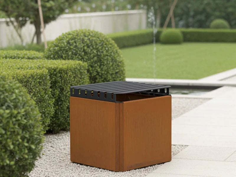 EDGY toppbenk 40 cm i cortenstål som lokk