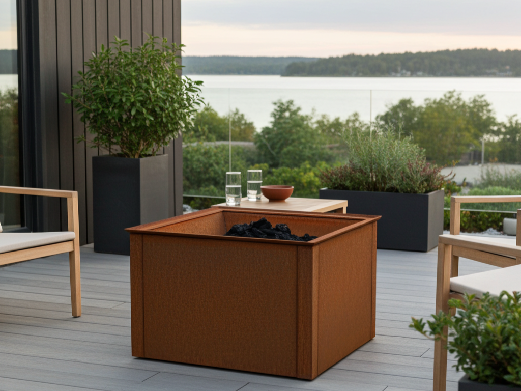 Bålpanne cortenstål CUBY 80 x 80 x 40 cm