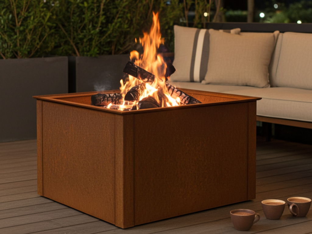 Bålpanne cortenstål CUBY 80 x 80 x 40 cm