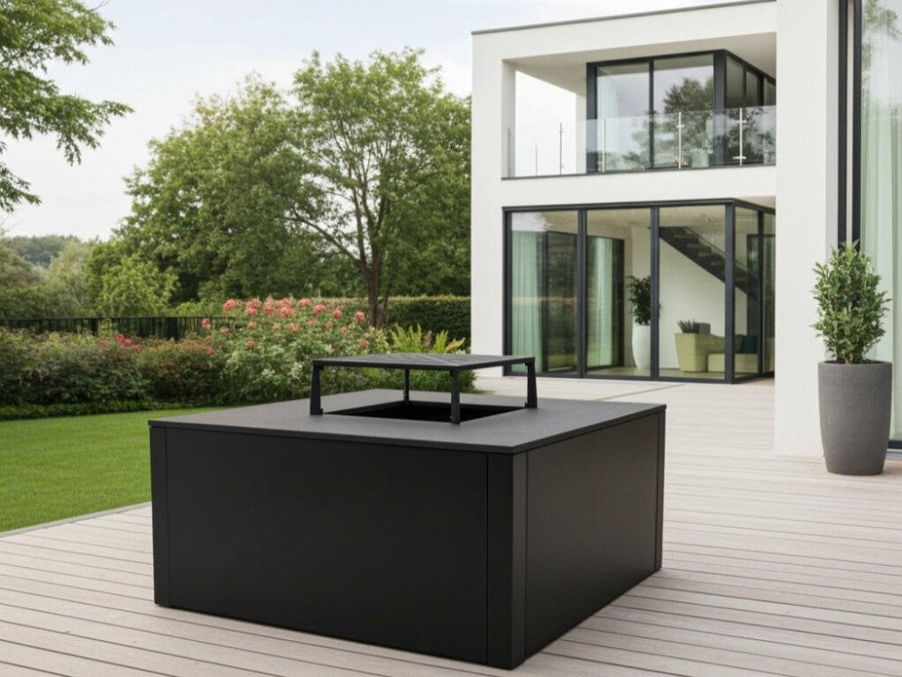 Bålgrill svartlakkert CUBY 80 x 80 x 40 cm