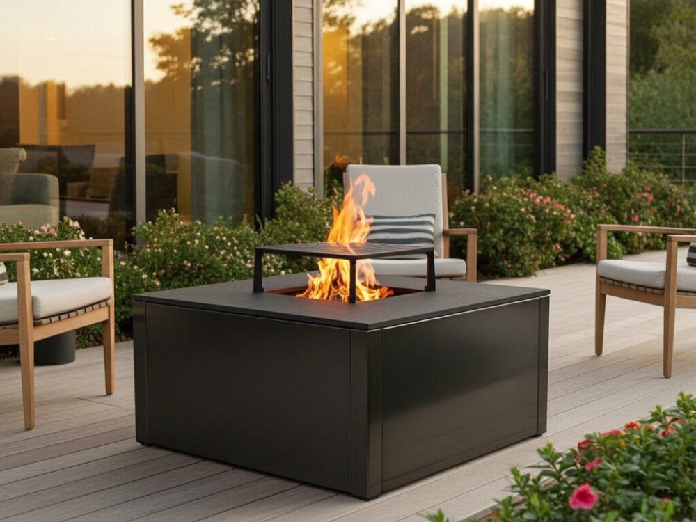 Bålgrill svartlakkert CUBY 80 x 80 x 40 cm