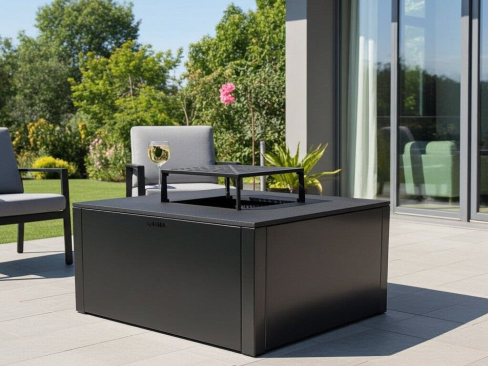 Bålgrill svartlakkert CUBY 80 x 80 x 40 cm