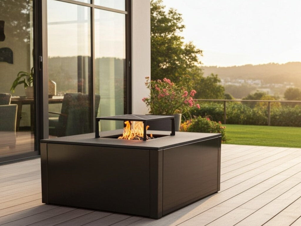 Bålgrill svartlakkert CUBY 80 x 80 x 40 cm