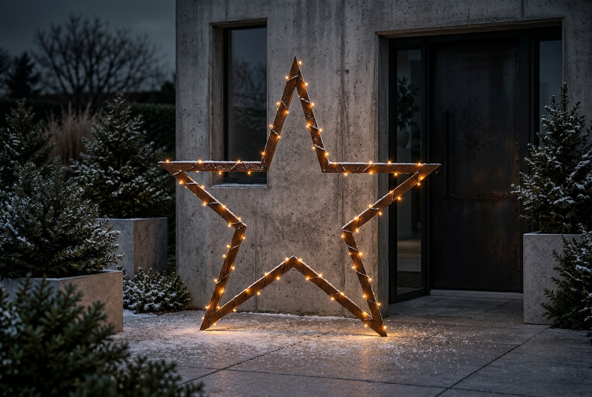 Stjerne i cortenstål – juledekorasjon