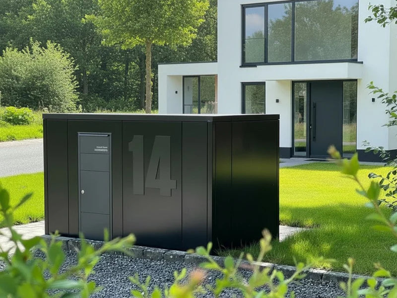 Avfallsstativ i svartlakkert stål med minimalistisk design