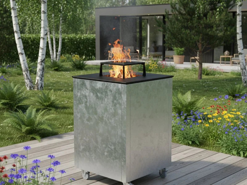 CUBY bålgrill i galvanisert stål i grønn naturhage