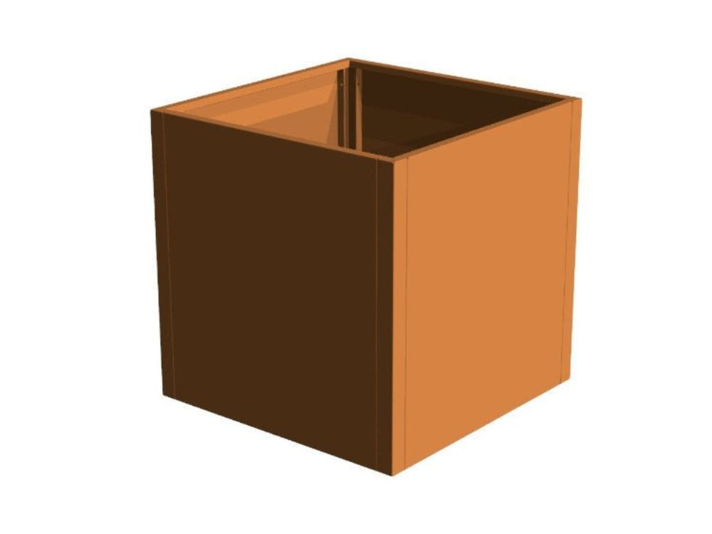 Kvadratisk plantekasse i cortenstål fra CUBY vist som produkt