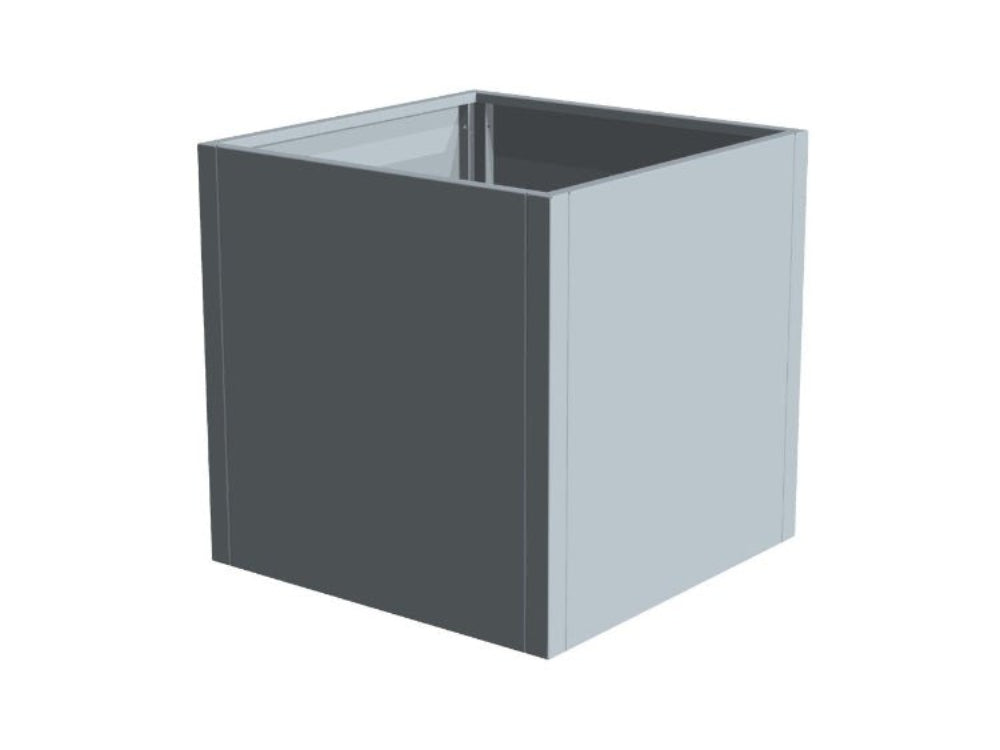 CUBY høy kvadratisk plantekasse i galvanisert stål vist som frittstående produkt