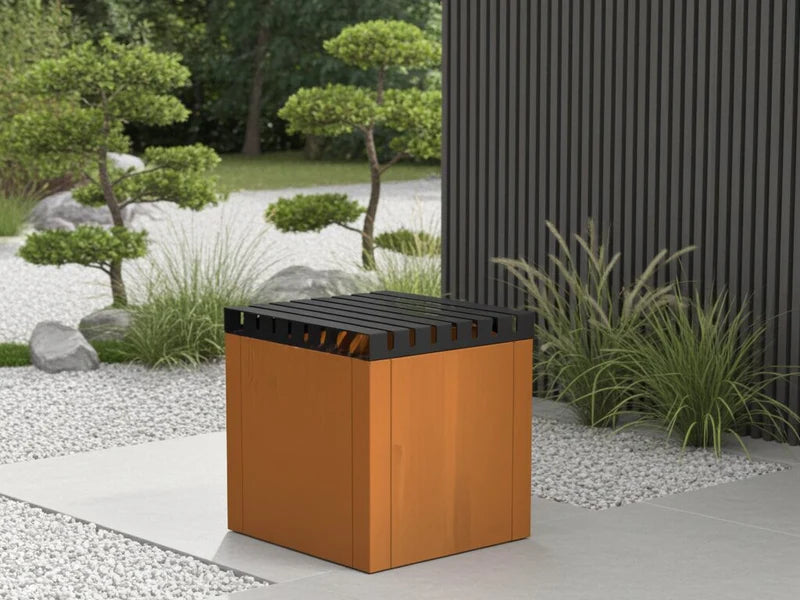 CUBY toppbenk 40 cm i cortenstål på plantekasse