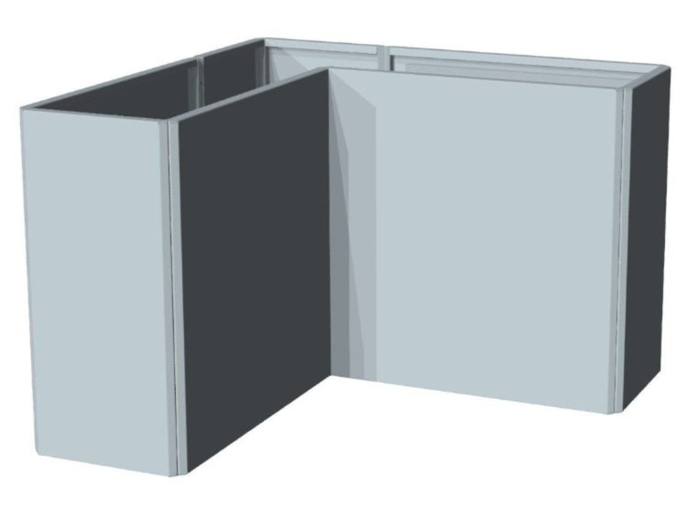 EDGY hjørne plantekasse i galvanisert stål vist frittstående