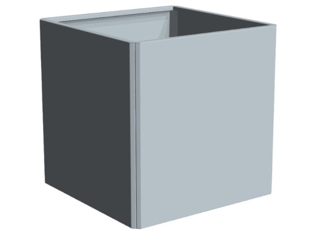 Kvadratisk EDGY plantekasse i galvanisert stål vist frittstående