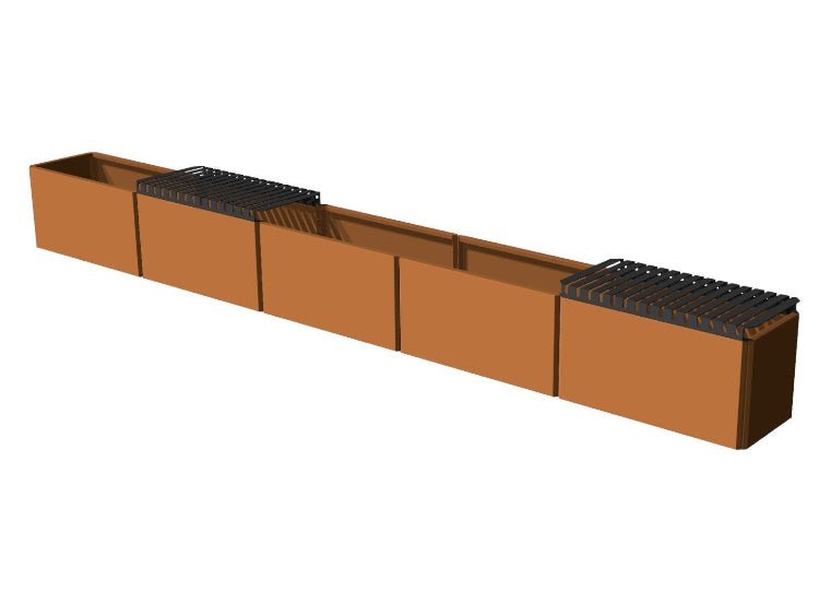 Toppbenk 80 cm i stål som lokk