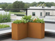 EDGY høy vinkel plantekasse i cortenstål med variert beplantning på takterrasse