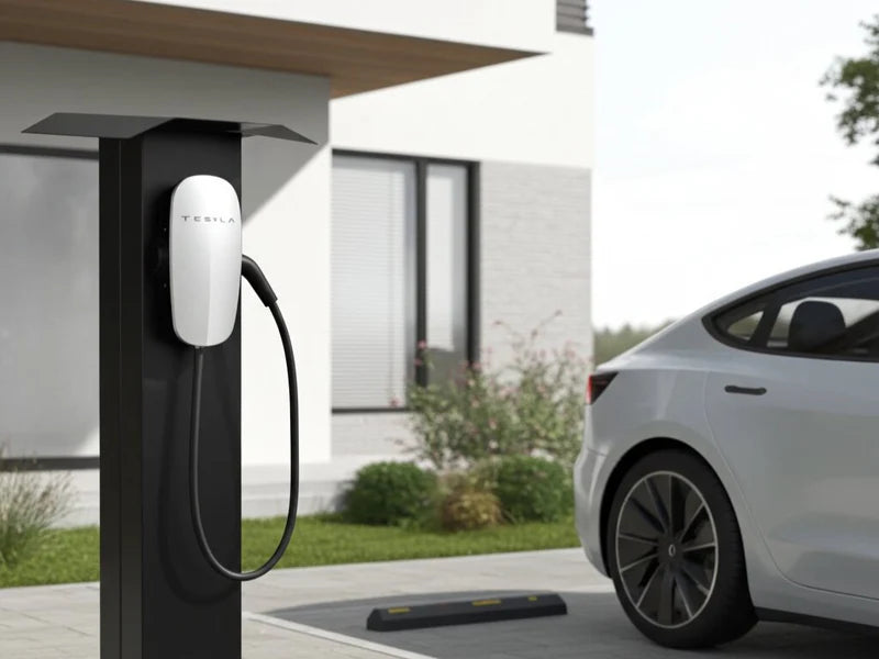 Sort ladestolpe for elbil ved bolig