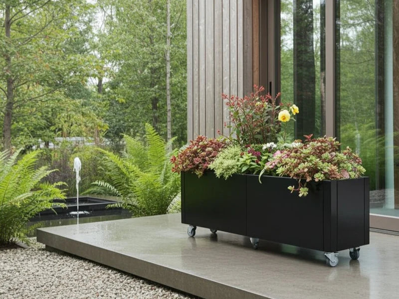 plantekasse-svart-staal-hjul-terrasse